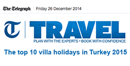 Telegraph selects Villa Nurtan top Turkish villa holiday in 2015